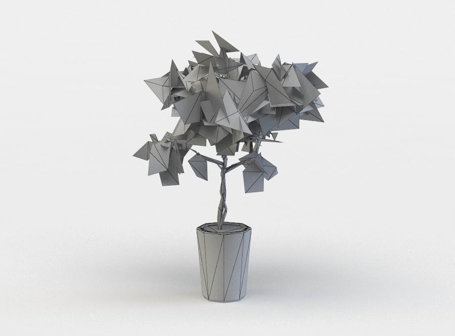 Pot ficus Low-poly 3D model_4
