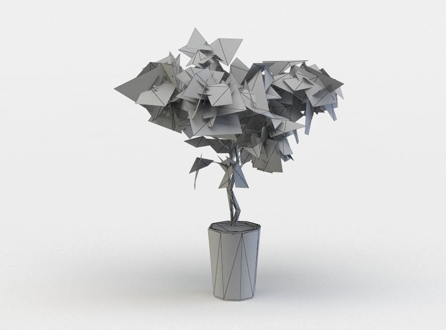Pot ficus Low-poly 3D model_5