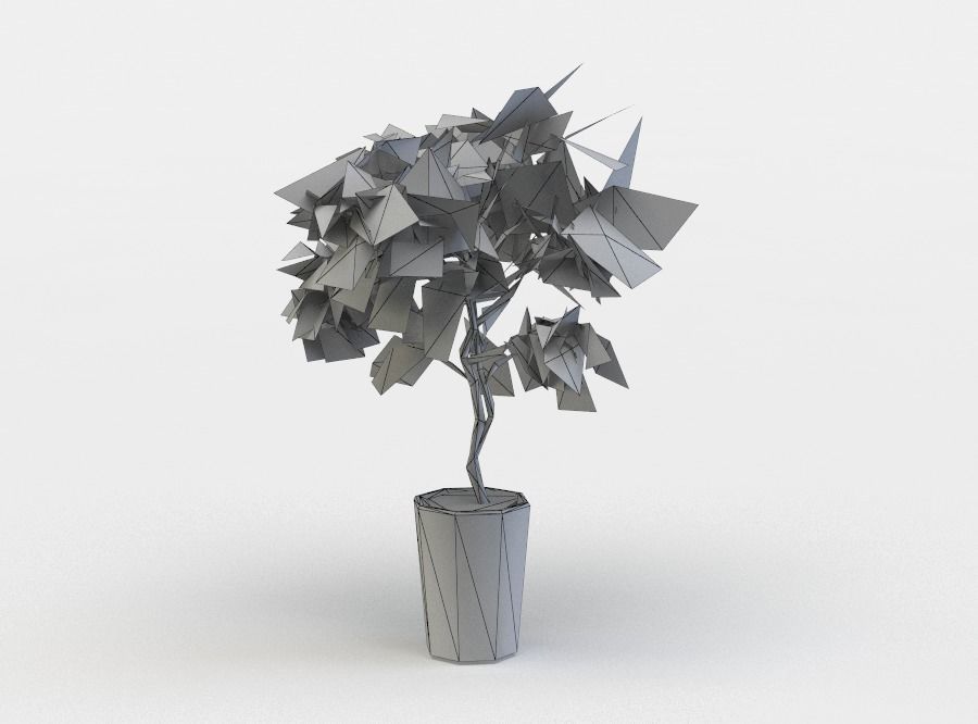 Pot ficus Low-poly 3D model_3