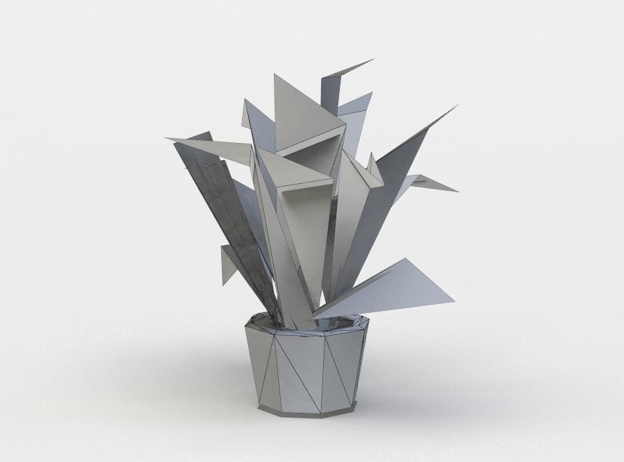 Pot flower Low-poly 3D model_5