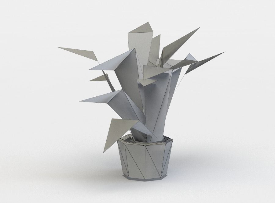 Pot flower Low-poly 3D model_4
