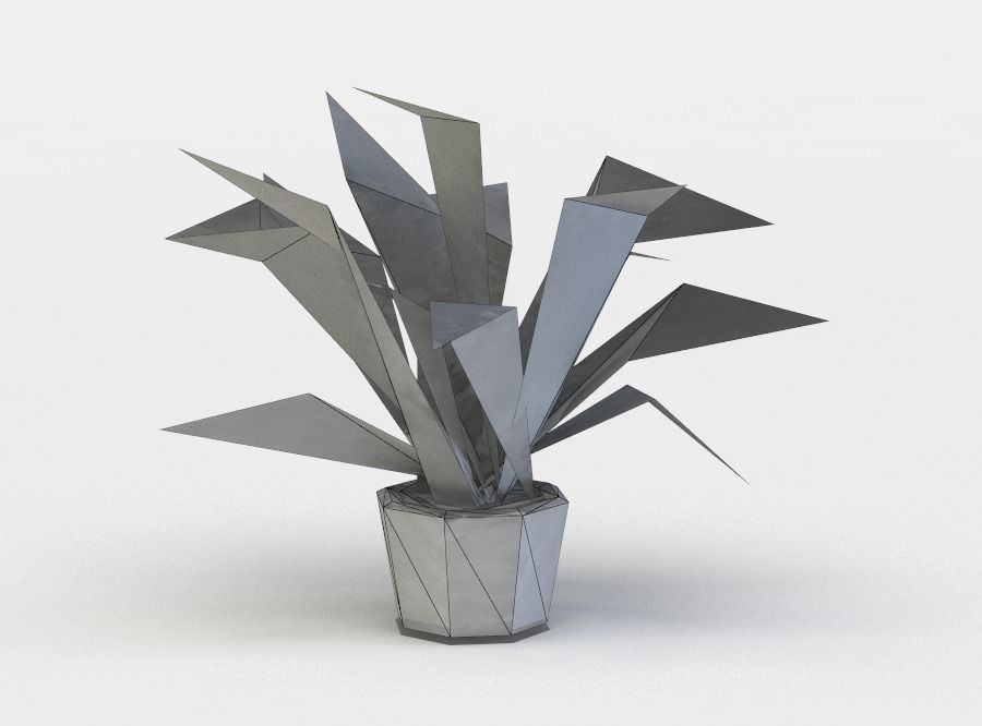 Pot flower Low-poly 3D model_3