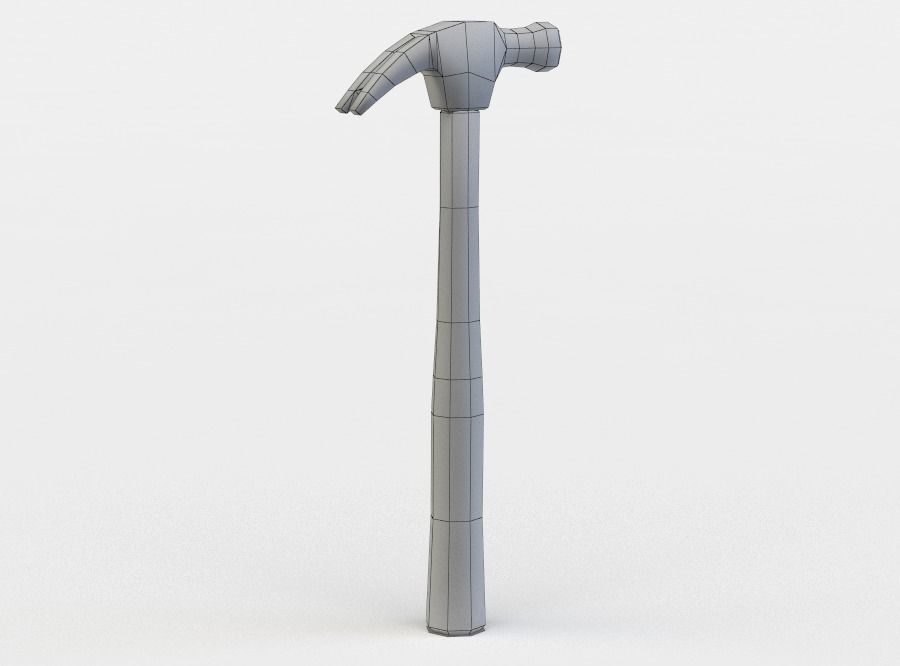 Hammer wooden bat with blood Low-poly 3D model_5