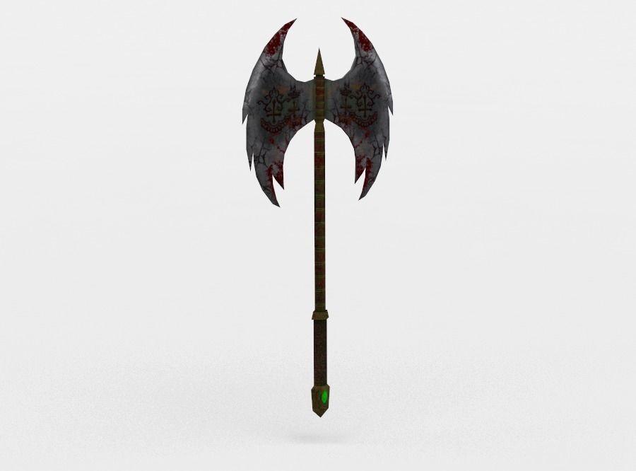 Axe long stick Low-poly 3D model_2