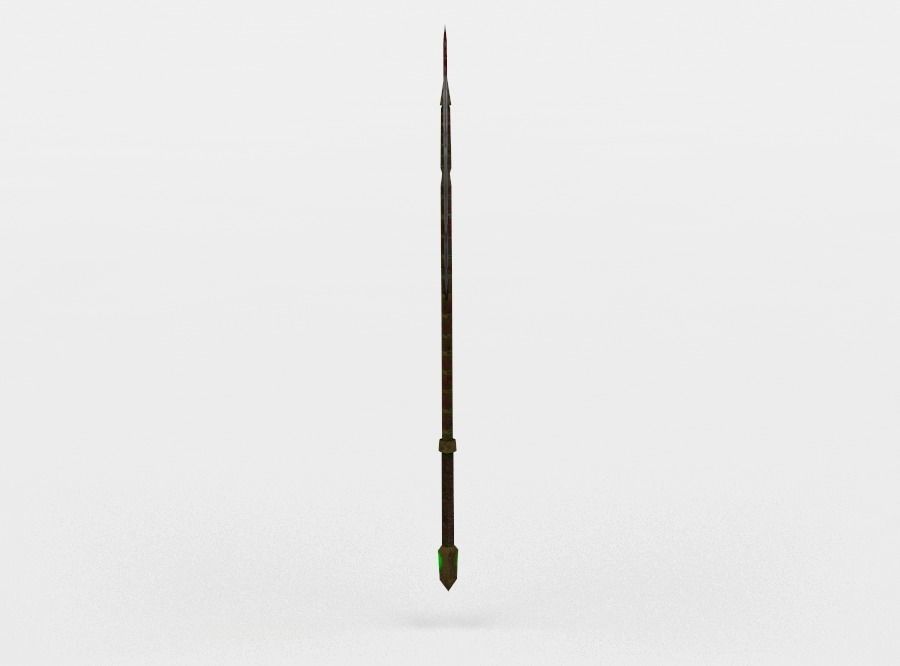 Axe long stick Low-poly 3D model_0