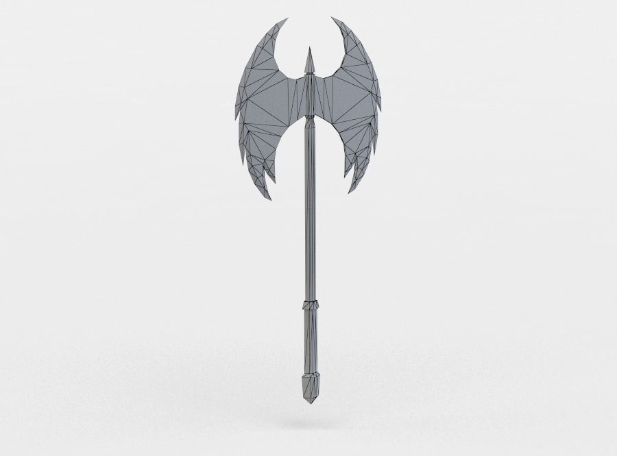 Axe long stick Low-poly 3D model_5