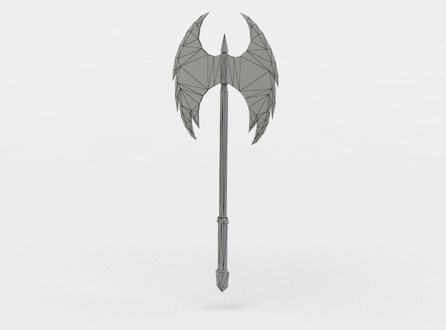 Axe long stick Low-poly 3D model_4