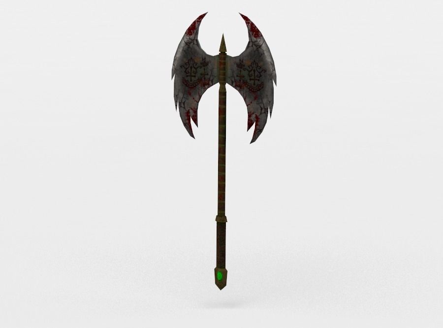 Axe long stick Low-poly 3D model_1