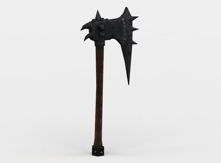 Axe with spikes Low-poly 3D model_2