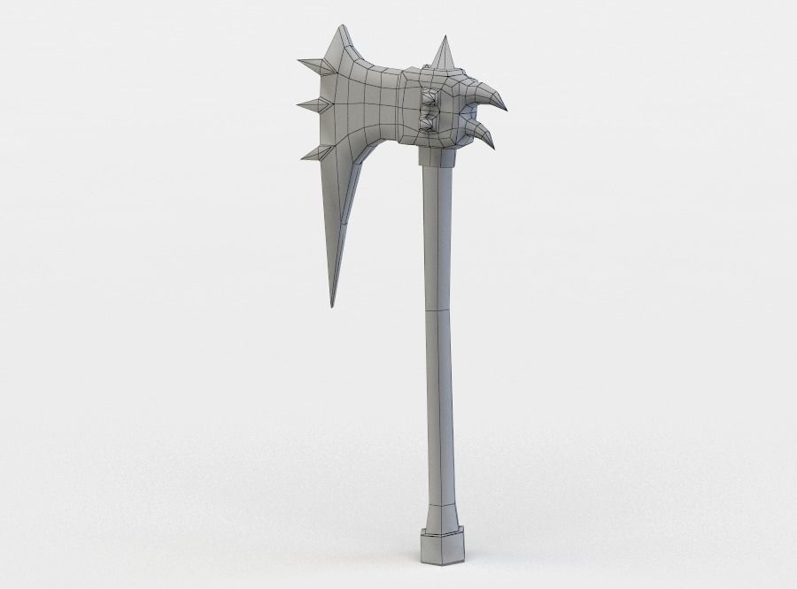 Axe with spikes Low-poly 3D model_4