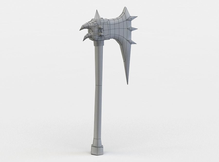 Axe with spikes Low-poly 3D model_5