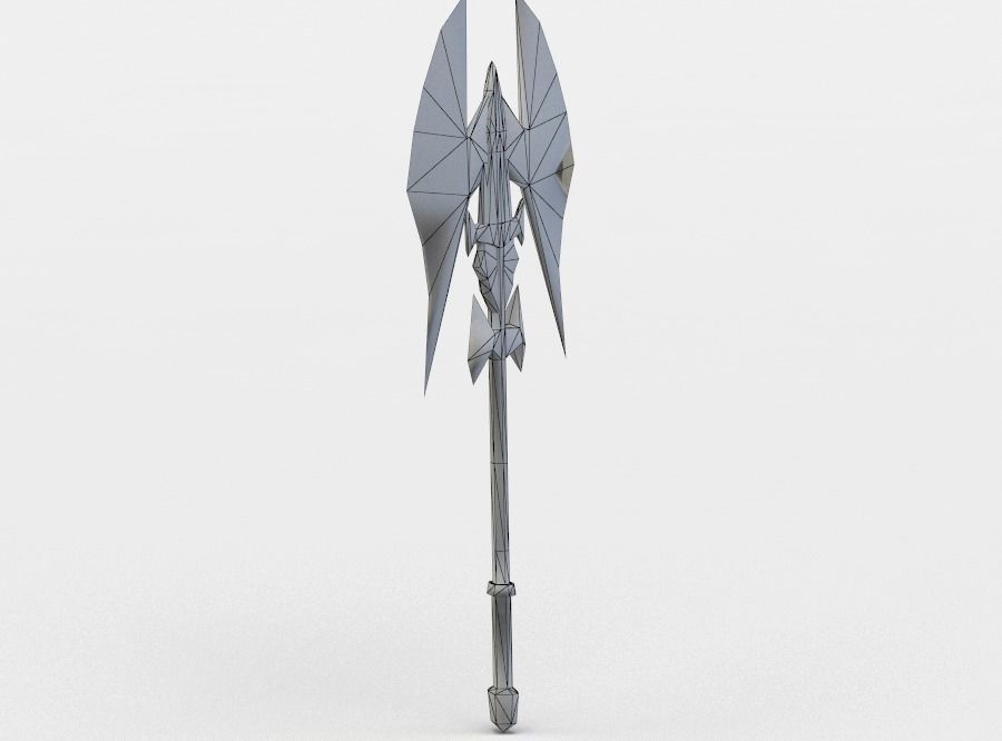 Axe sword with two wings Low-poly 3D model_4