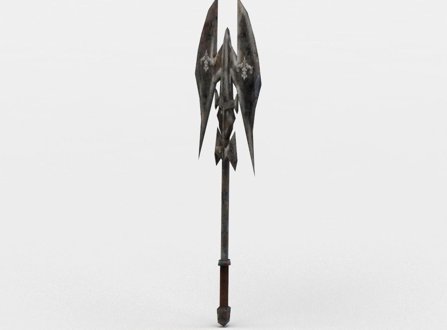 Axe sword with two wings Low-poly 3D model_2
