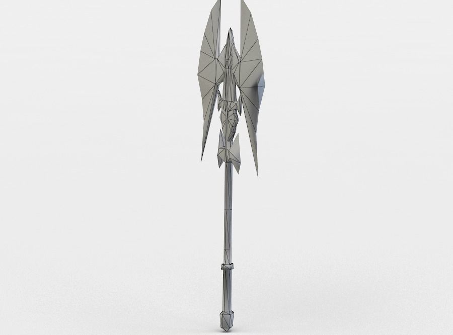 Axe sword with two wings Low-poly 3D model_5