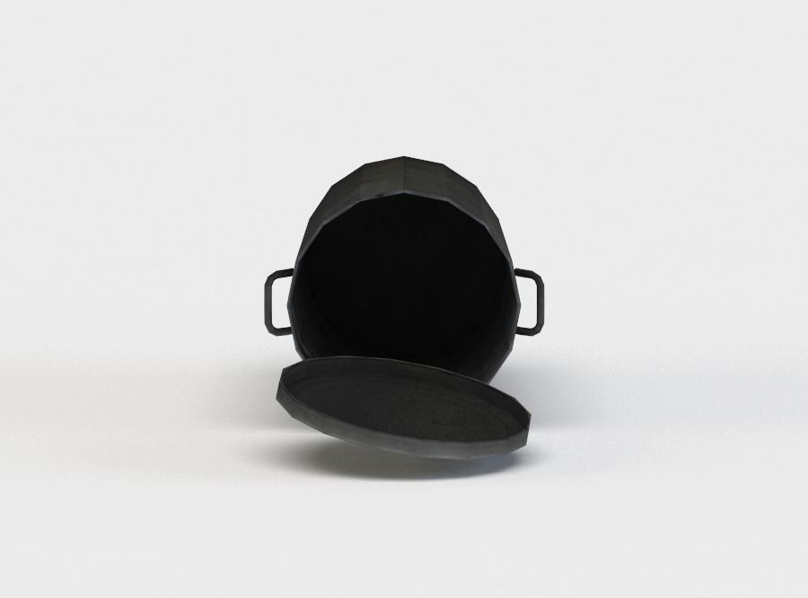 Recumbent trashcan Low-poly 3D model_0