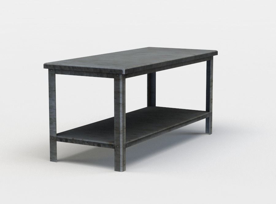 Metal table Low-poly 3D model_1