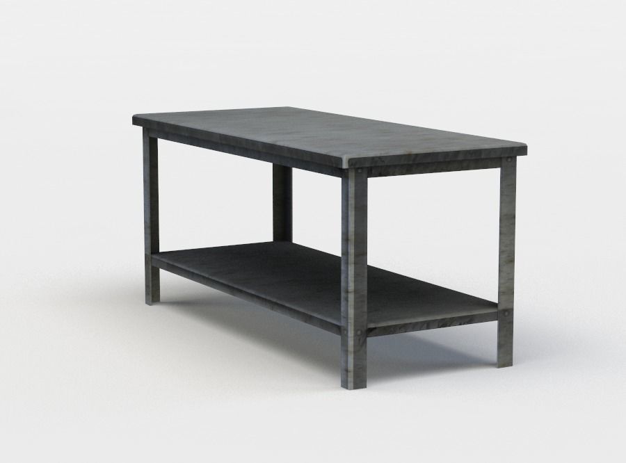 Metal table Low-poly 3D model_2