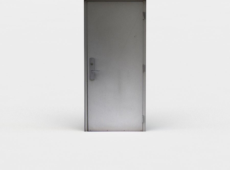 Metal door Low-poly 3D model_0