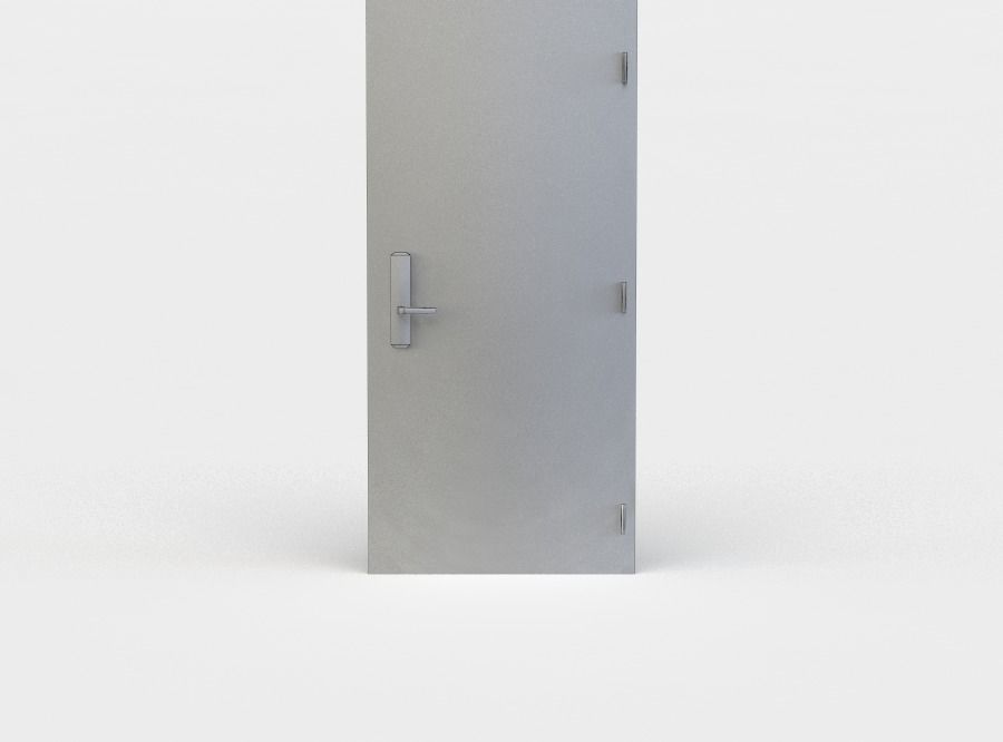Metal door Low-poly 3D model_3