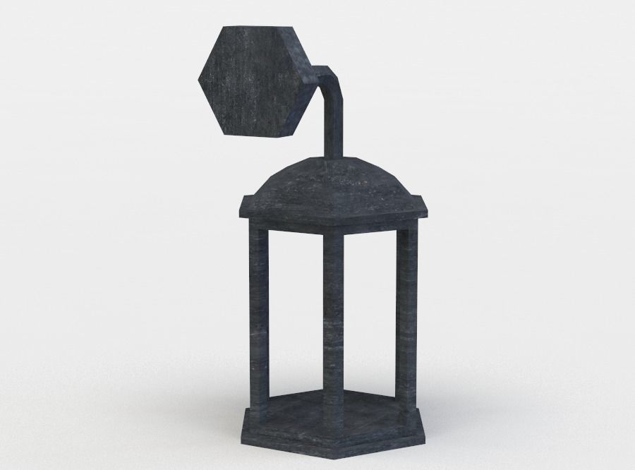Lantern lamp with hexagonal shape Low-poly 3D model_1