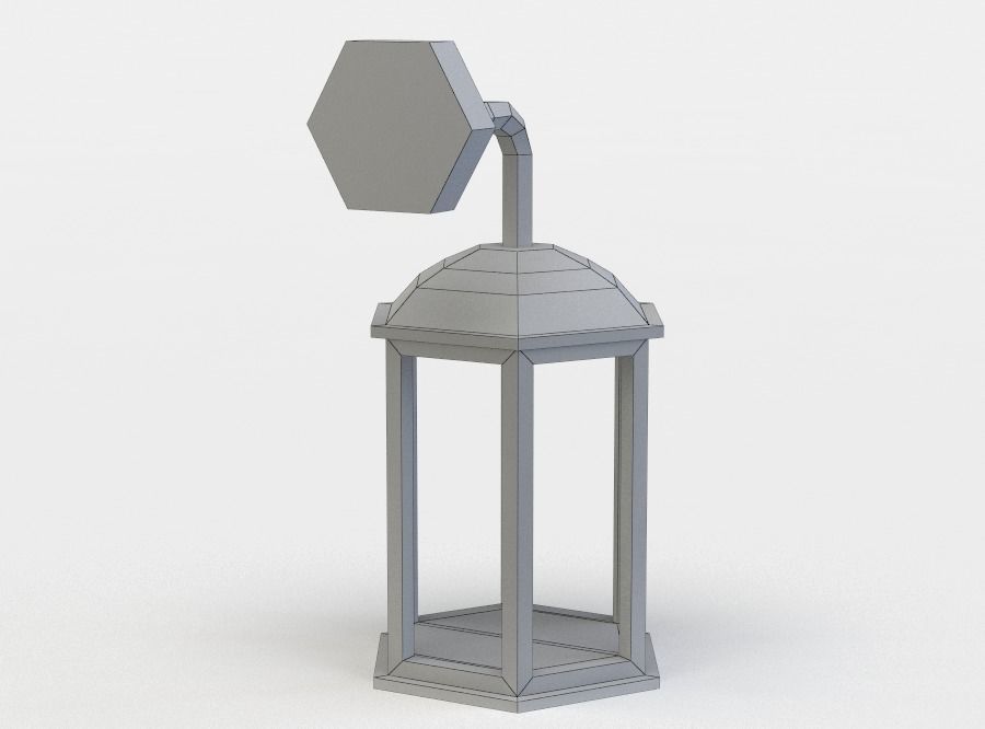 Lantern lamp with hexagonal shape Low-poly 3D model_4