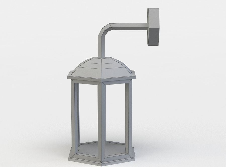 Lantern lamp with hexagonal shape Low-poly 3D model_3