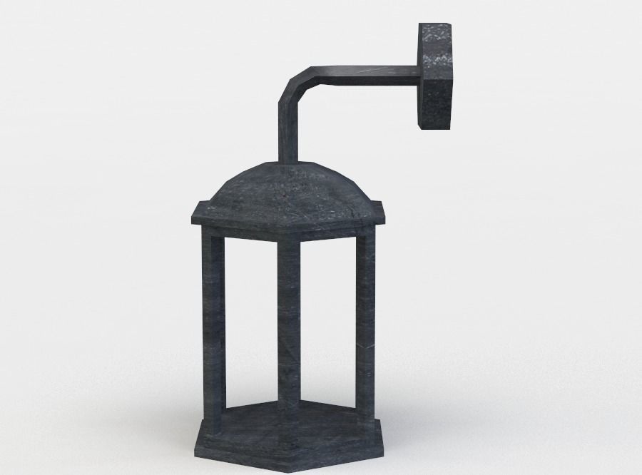 Lantern lamp with hexagonal shape Low-poly 3D model_0