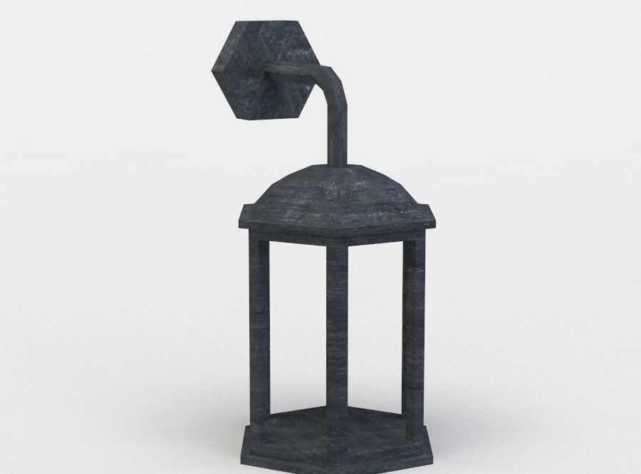 Lantern lamp with hexagonal shape Low-poly 3D model_2