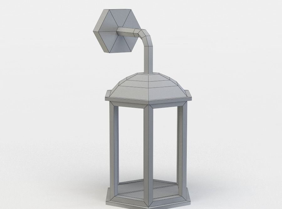 Lantern lamp with hexagonal shape Low-poly 3D model_5