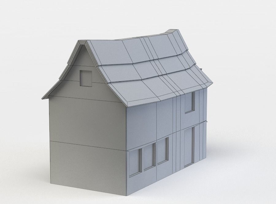 House half-timbered Low-poly 3D model_4