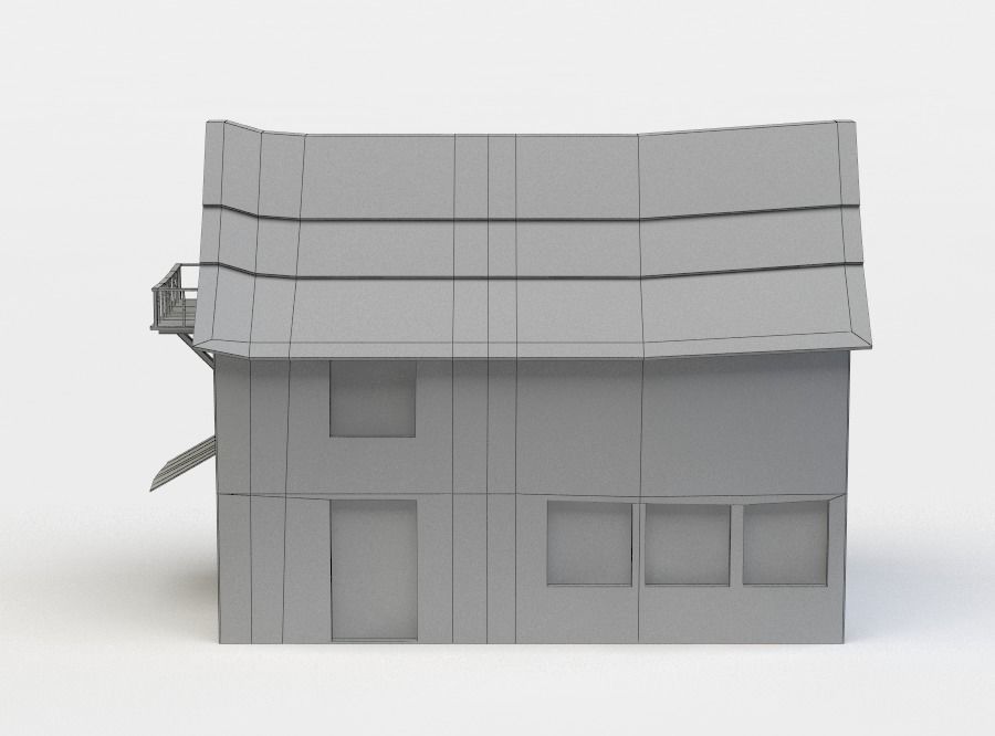 House half-timbered Low-poly 3D model_3