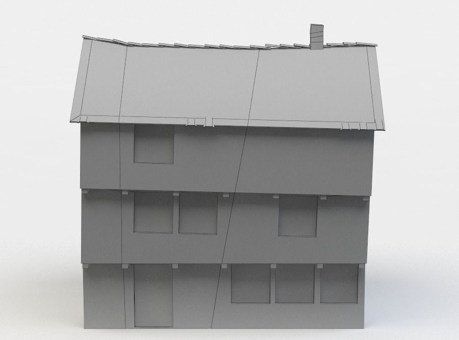 House wooden with tile roof Low-poly 3D model_3