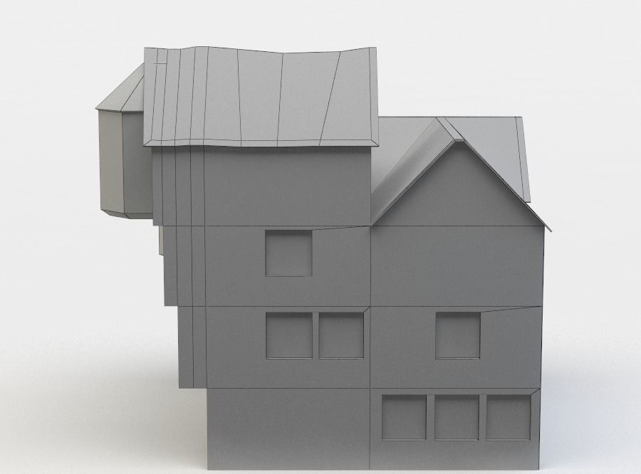 House half-timbered Low-poly 3D model_3