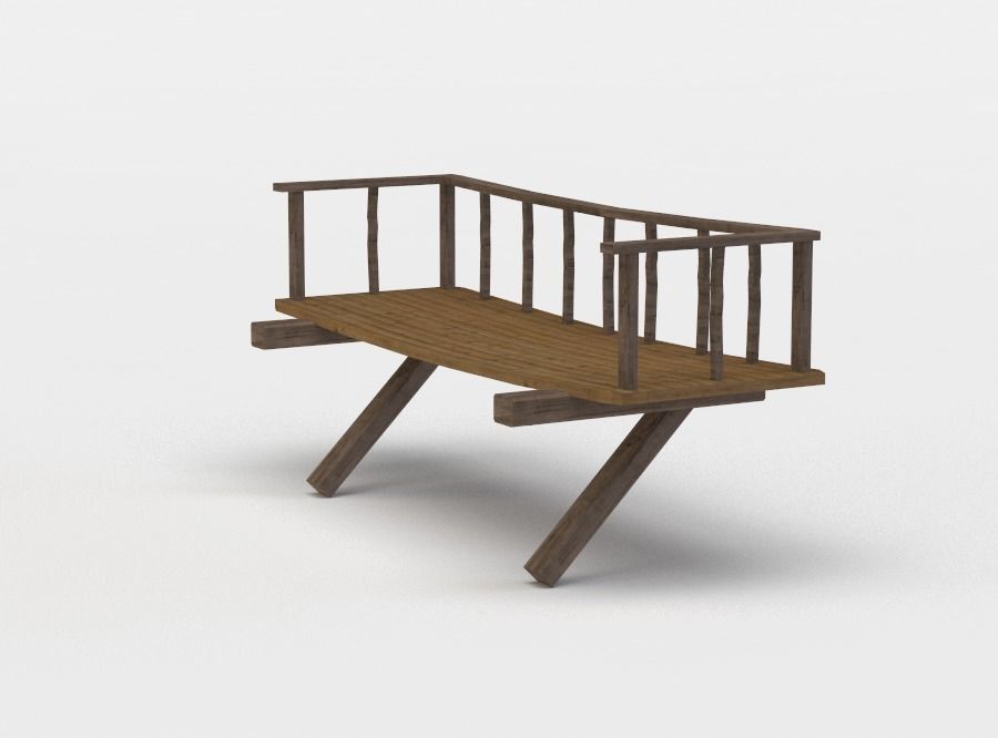 Balcony bench with railings Low-poly 3D model_2
