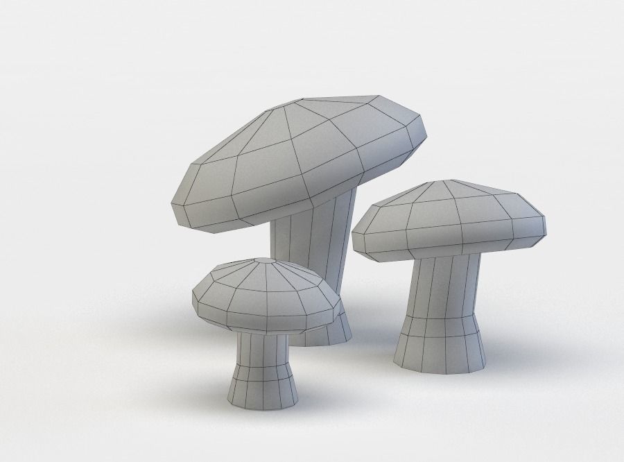 Brown mushrooms Low-poly 3D model_5