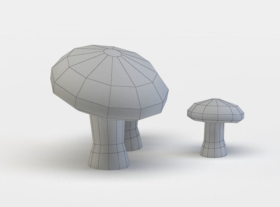 Brown mushrooms Low-poly 3D model_4