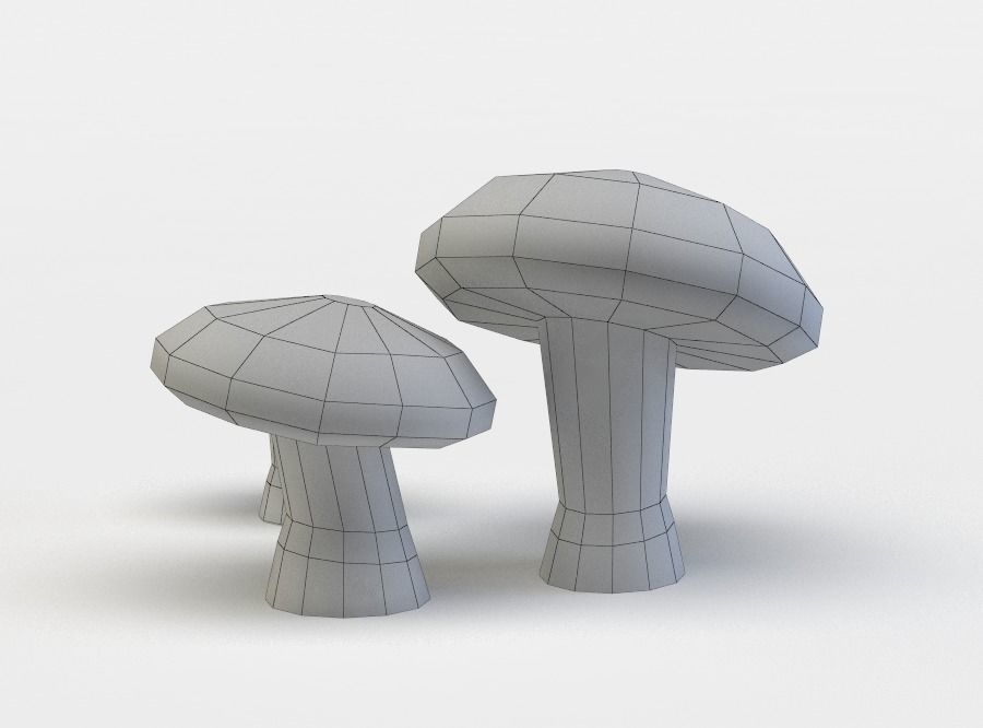 Brown mushrooms Low-poly 3D model_3