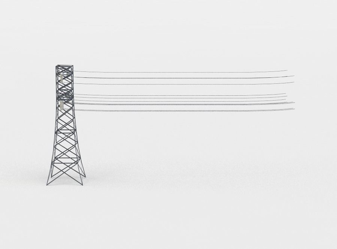 Electric pylon Low-poly 3D model