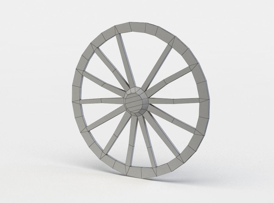 Wheel clock Low-poly 3D model_4