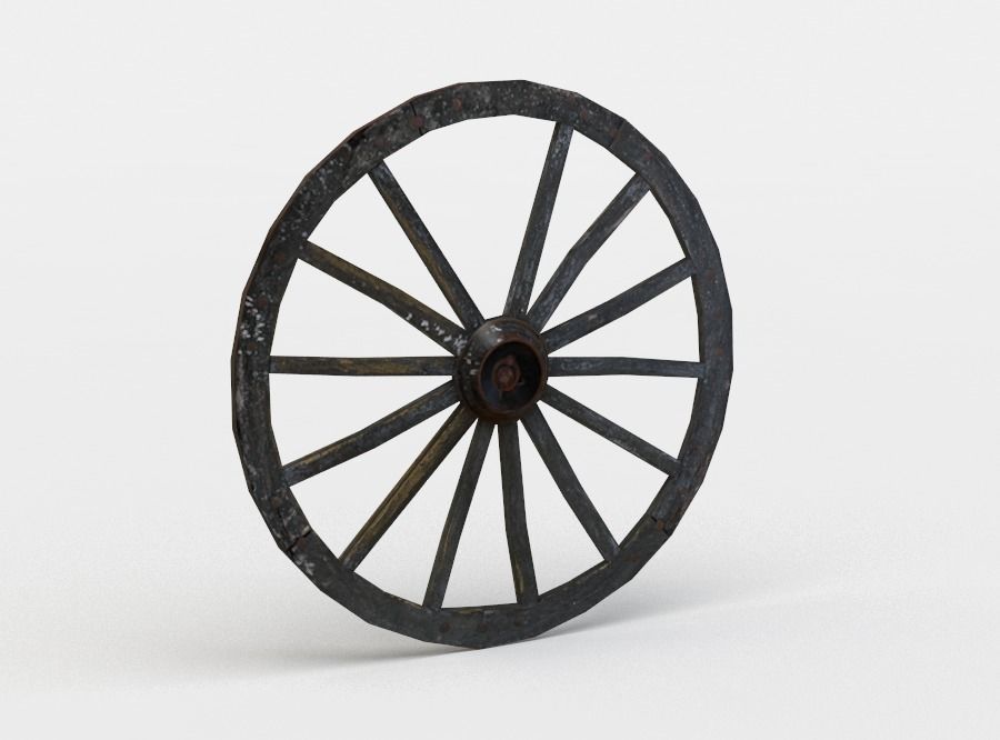Wheel wooden clock Low-poly 3D model_2