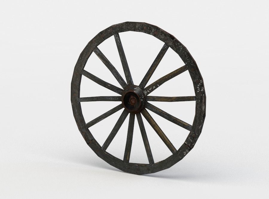 Wheel wooden clock Low-poly 3D model_1