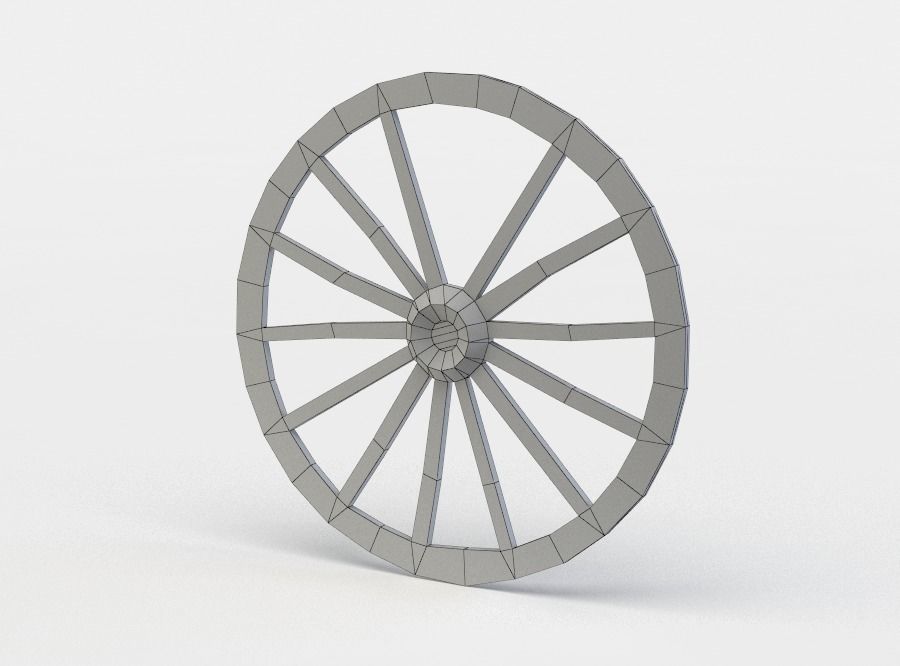 Wheel wooden clock Low-poly 3D model_4
