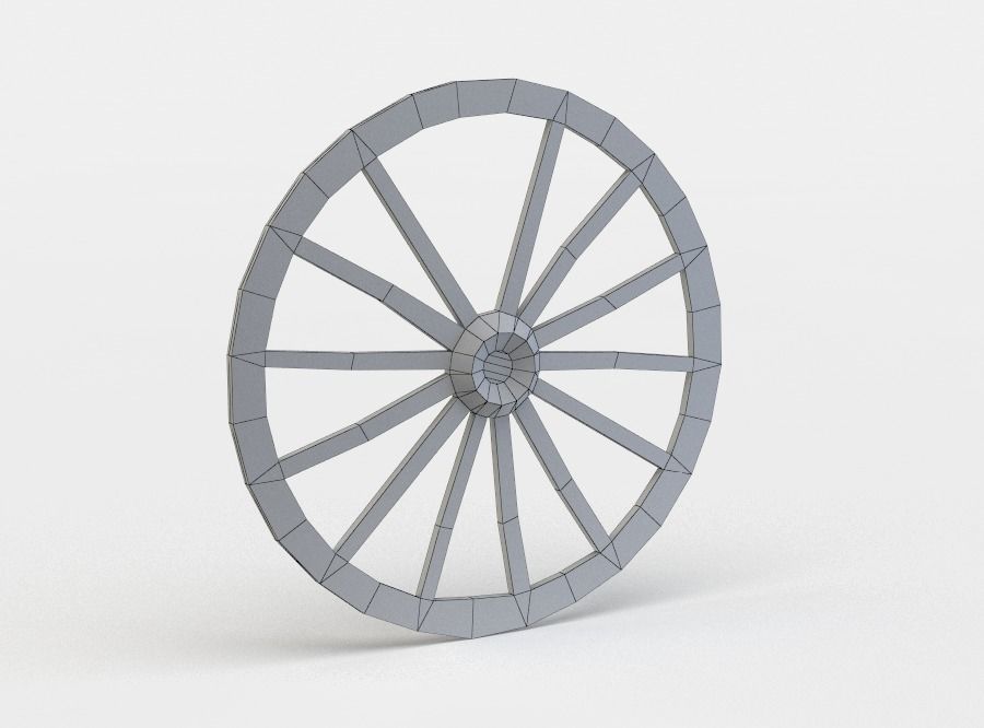 Wheel wooden clock Low-poly 3D model_5