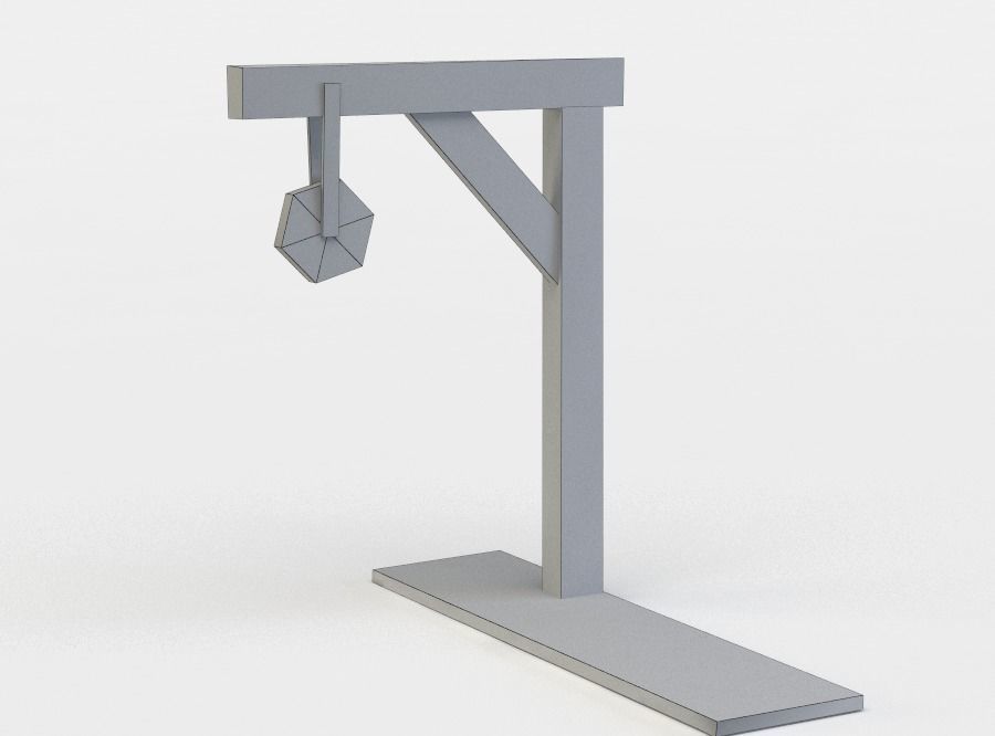 Wooden crane Low-poly 3D model_5