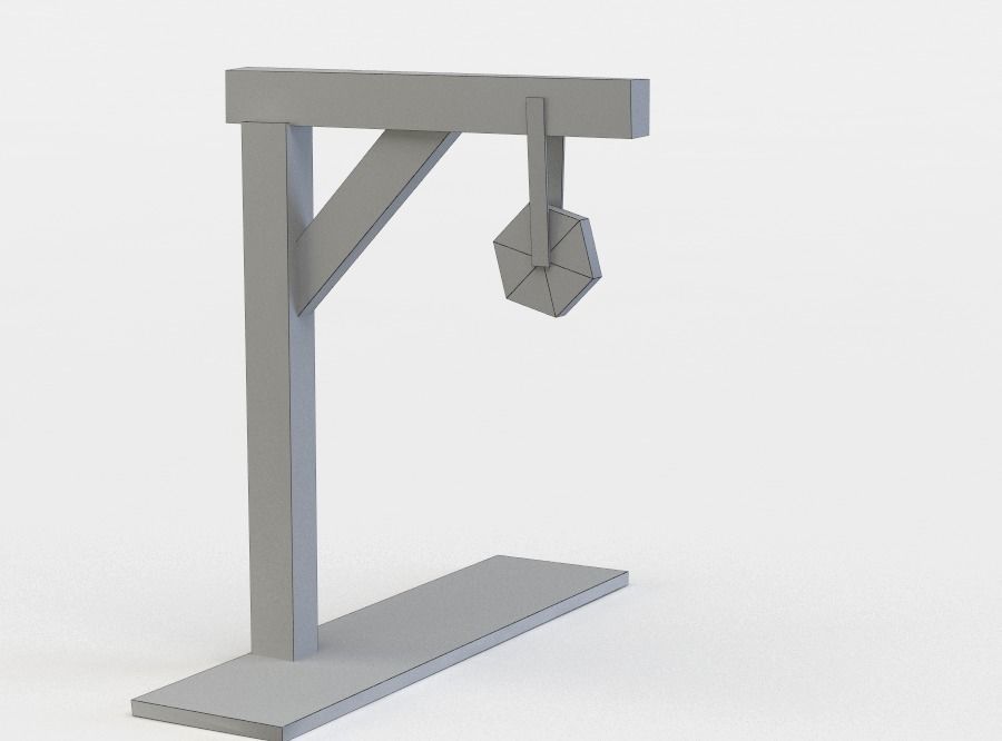 Wooden crane Low-poly 3D model_4