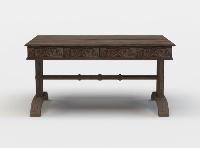 Table wooden desk with two legs Low-poly 3D model