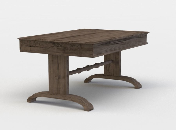 Table wooden desk with two legs