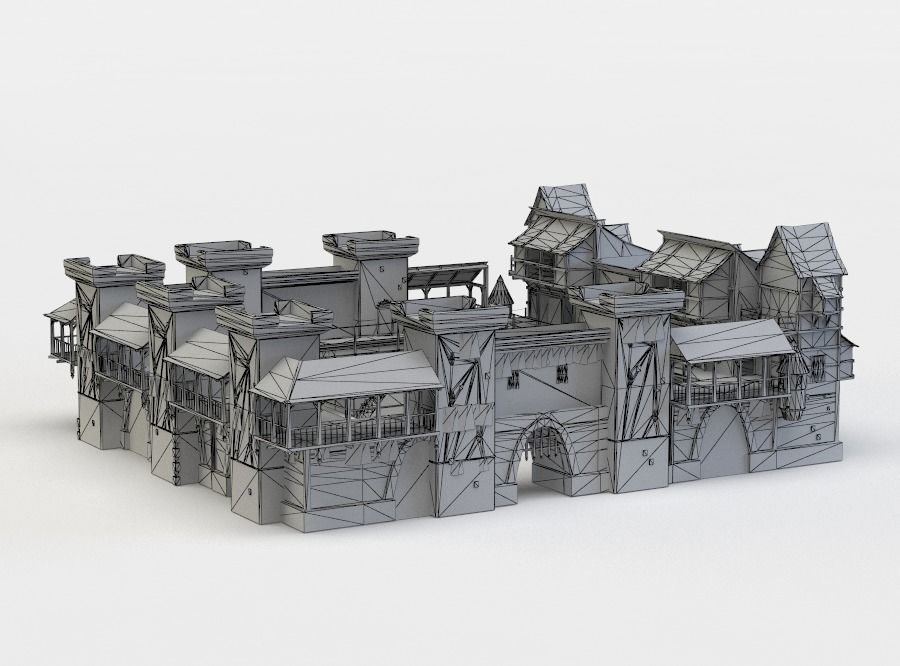 Castle silver Low-poly 3D model_5