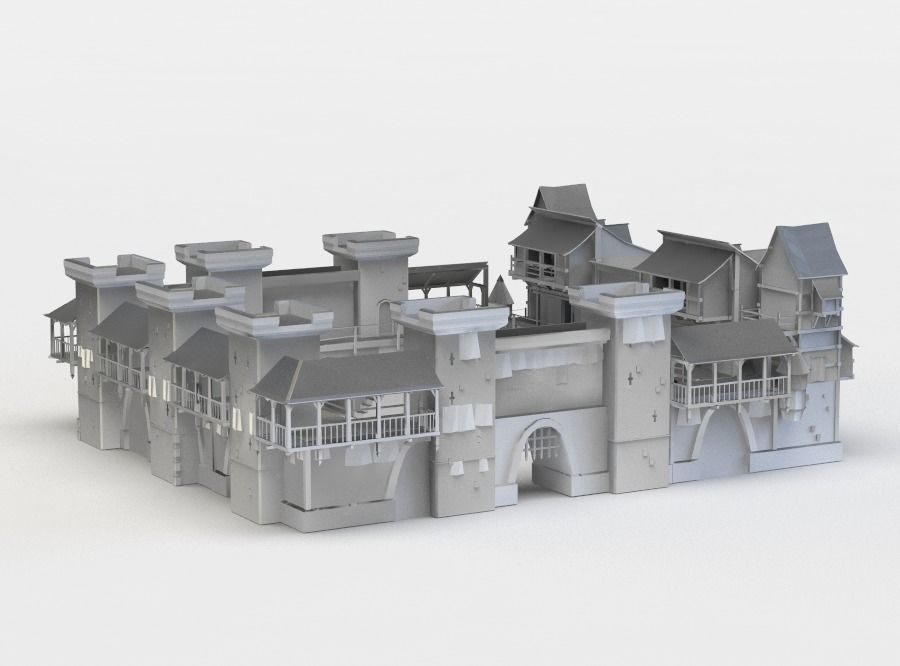 Castle silver Low-poly 3D model_2