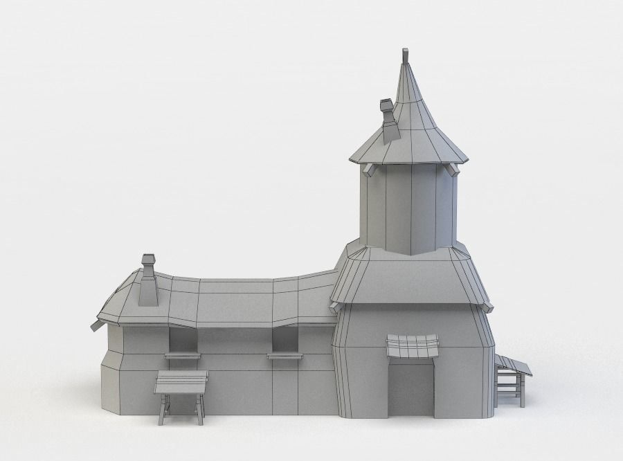 Small castle Low-poly 3D model_3